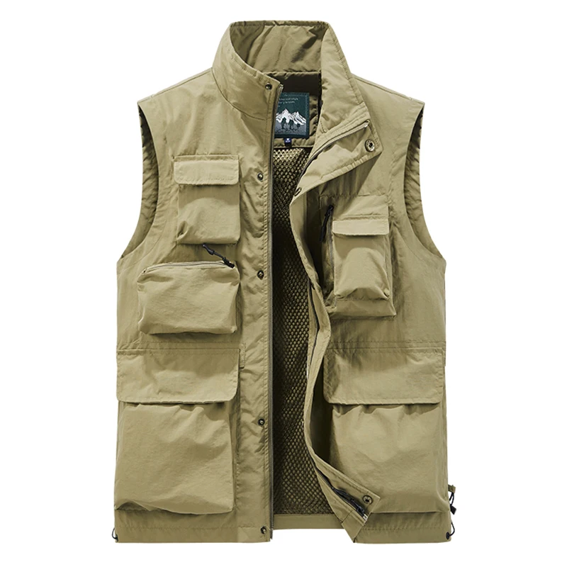 Plus Size Men Outdoor Tactical Vest Multi-pocket Solid Color Fishing  Director Reporter Cargo Photography Hiking Quick Dry Vests - Fishing Vests  - AliExpress
