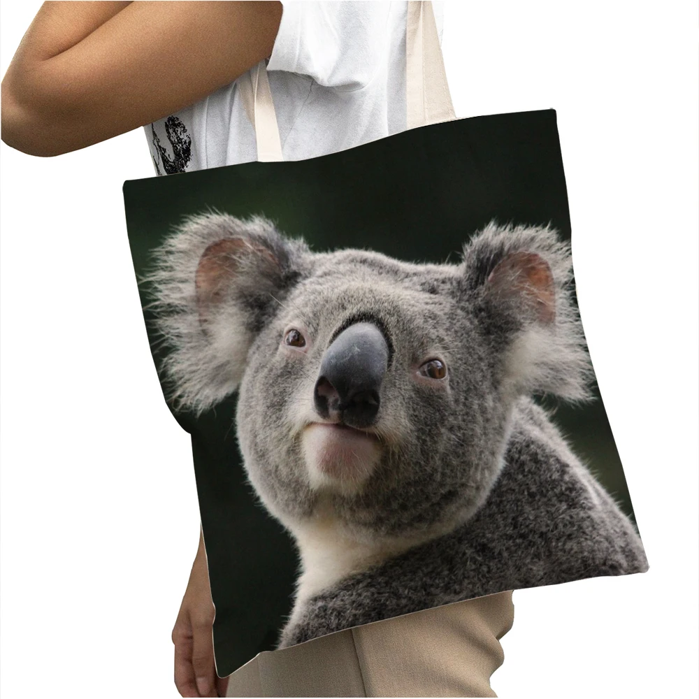 

Fashion Big Capacity Shopping Bags Cute Australian Koala Ladies Tote Handbag Foldable Reusable Cloth Canvas Women Shopper Bag