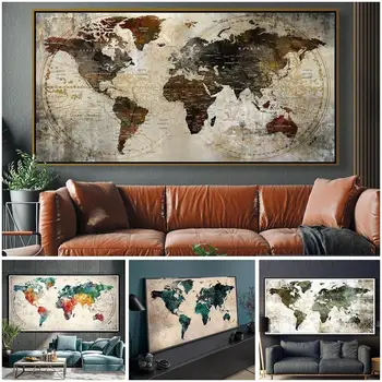 Modern World Map Canvas Art 1