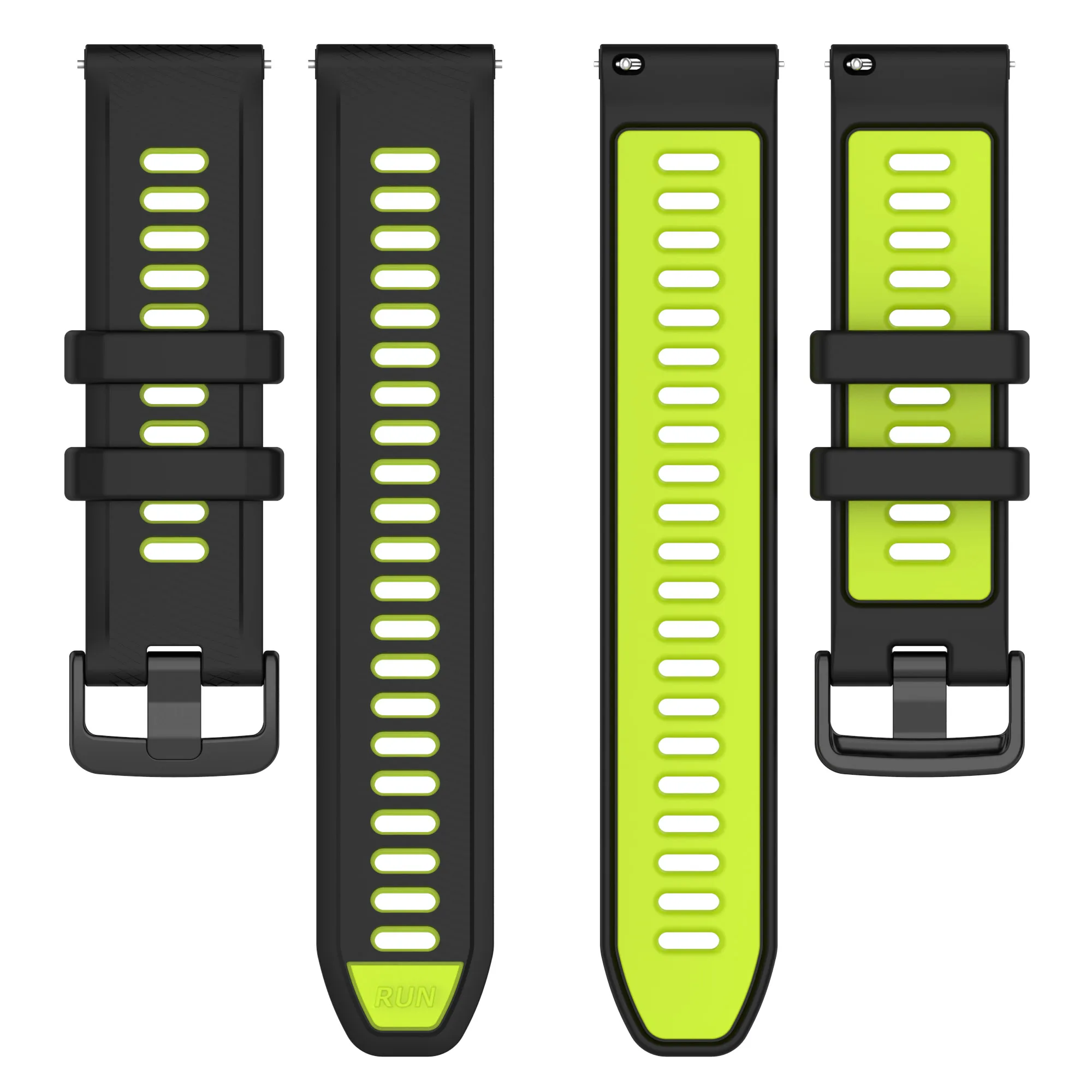 Two-Tone 22mm Silicone Watch Band - Sporty & Stylish Design