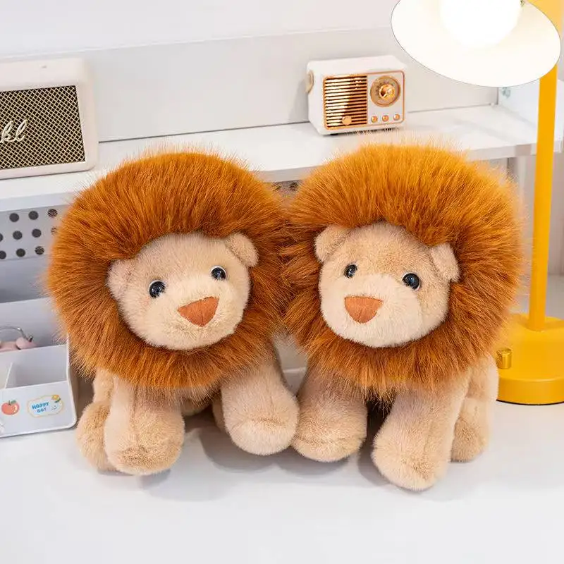 Poupée Lion assis et couché, jouet en peluche Kawaii, fait à la main, dessin animé, oreiller mignon, cadeau d'anniversaire pour enfants, dernière collection 6