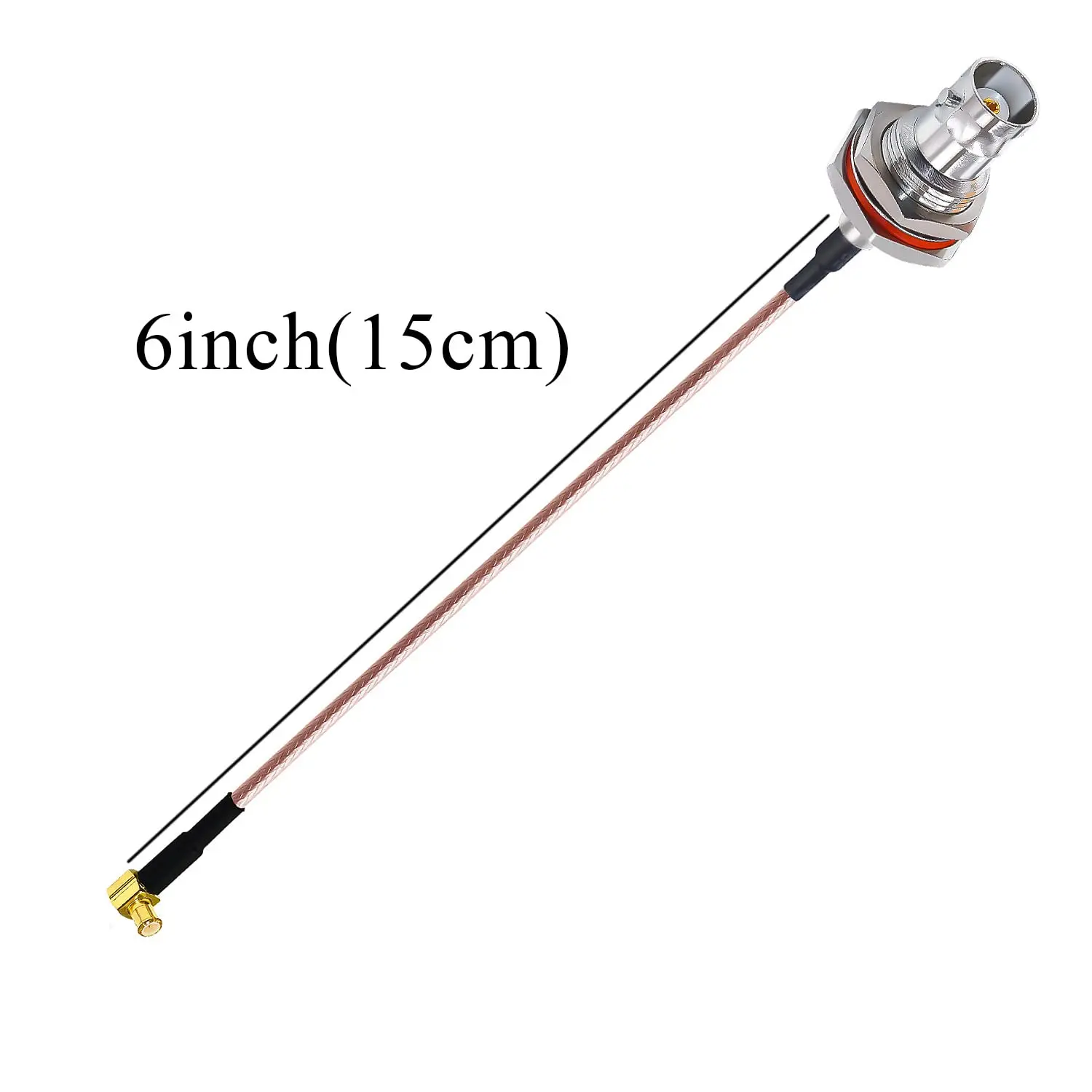 BNC para MCX Cabo Coaxial, BNC Fêmea para MCX Macho Ângulo Direito Antena Cabo de Extensão, RG316 Coax Pigtail Cable, 1Pc