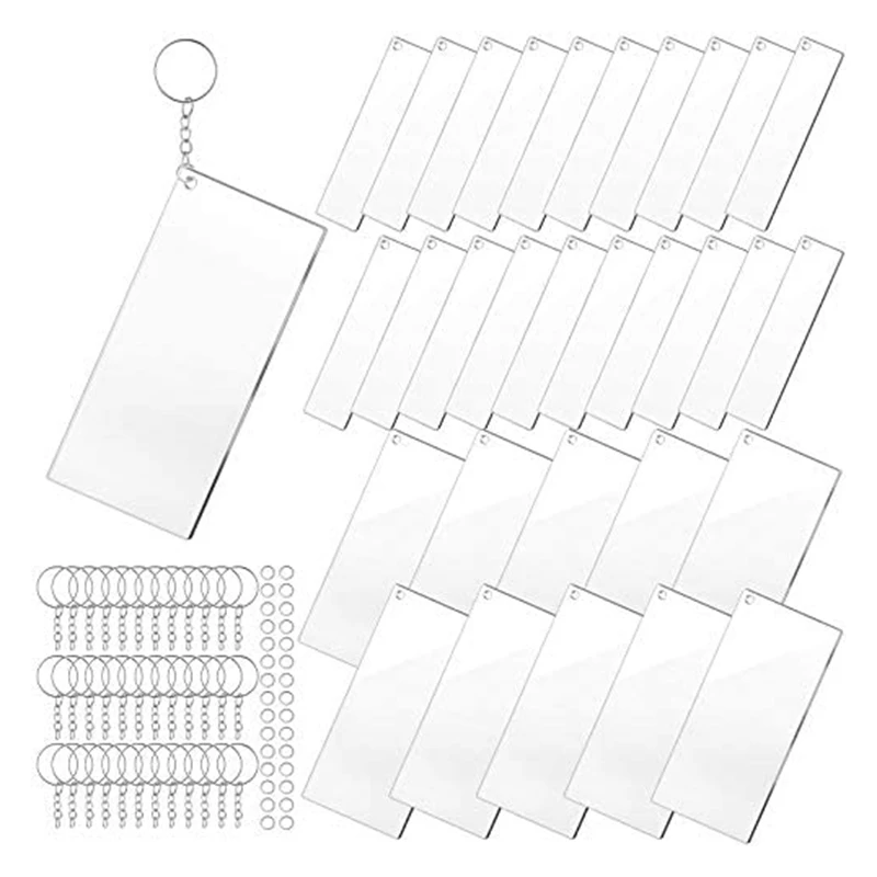 

90 Pcs DIY Song Key Chain Blanks Set 2 Sizes Acrylic Keychain Blanks Rectangle Acrylic Blanks For Custom Vinyl Keychain