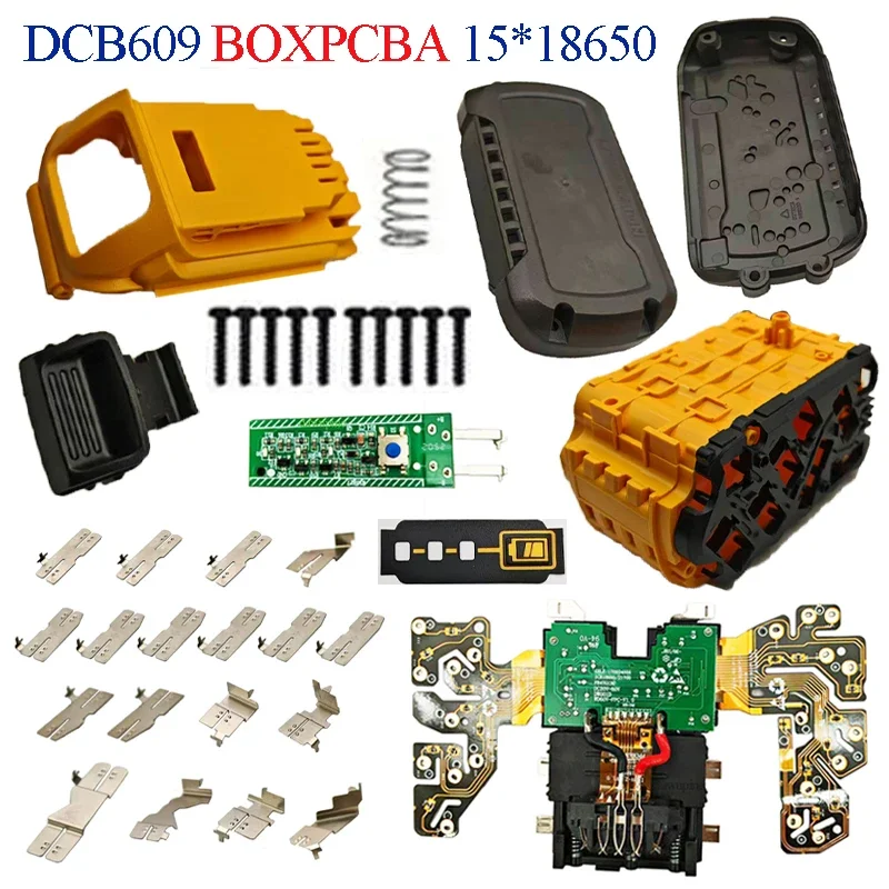 FlexVolt 20V 60V 배터리 케이스 교체용 DCB606 DCB612 15x18650 셀 홀더 BMS PCB 충전 회로 보드 포함