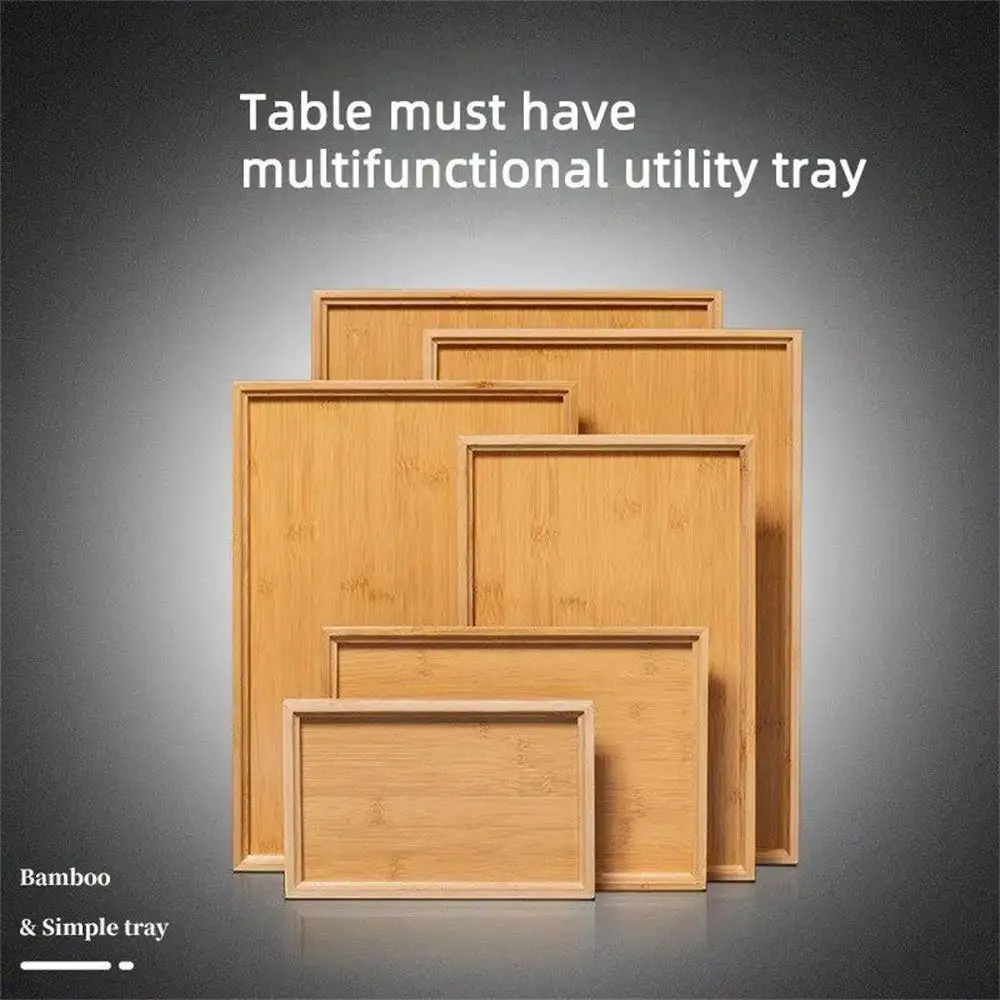 Wooden Tray Wooden Tray High-value Rectangular Solid Wood Tea Fruit Snack Desktop Storage Tools Homehold Restaurant Utility