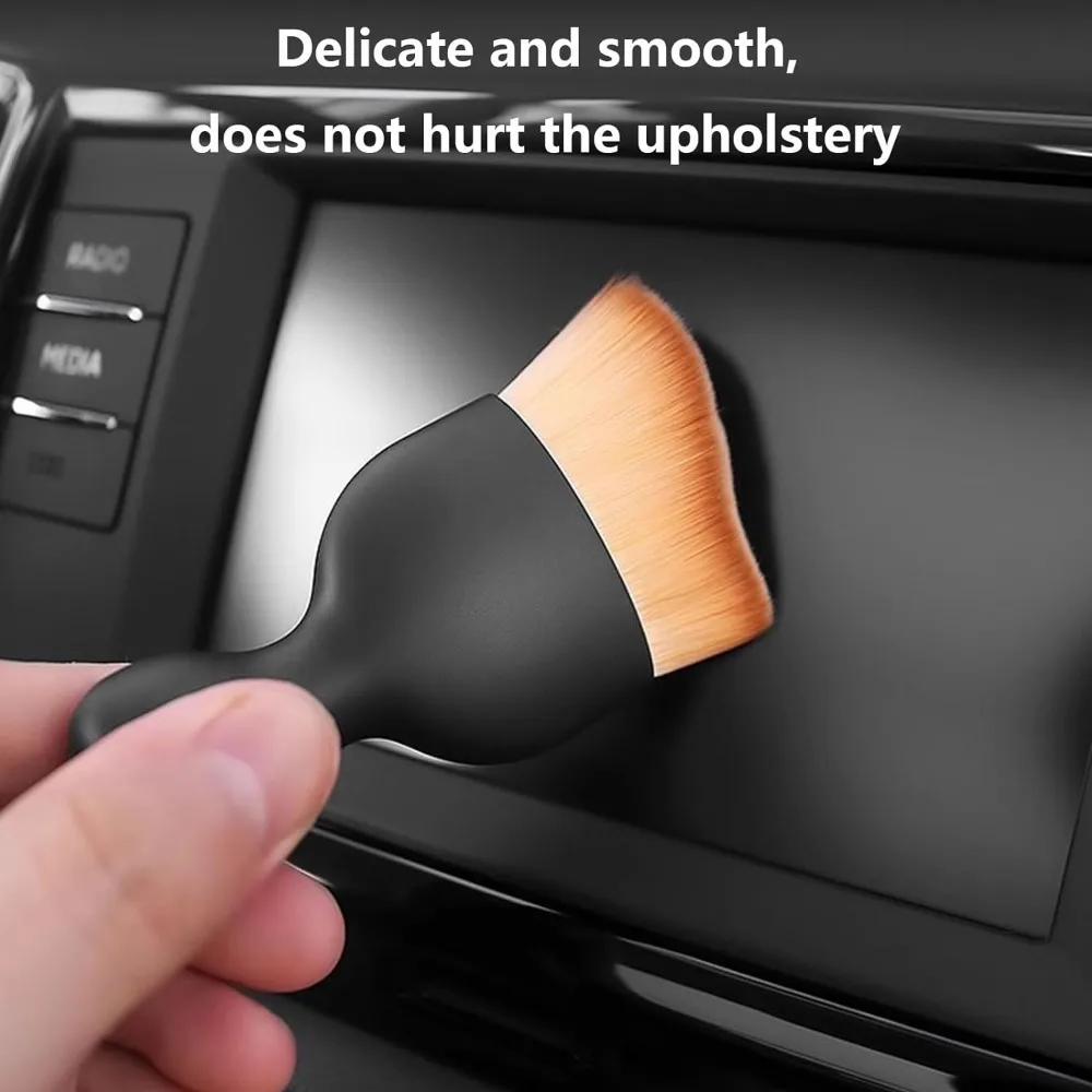 4-Piece Car Interior Cleaning Tool Brush with Cover, Car Interior Soft Bristle Cleaning Brush Dust Removal Tool, No Scratches