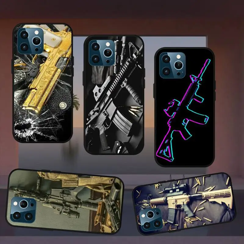 AK47 Handgun Gun BUllets Phone Case For iPhone 7 8 Plus 11 12 Mini 13