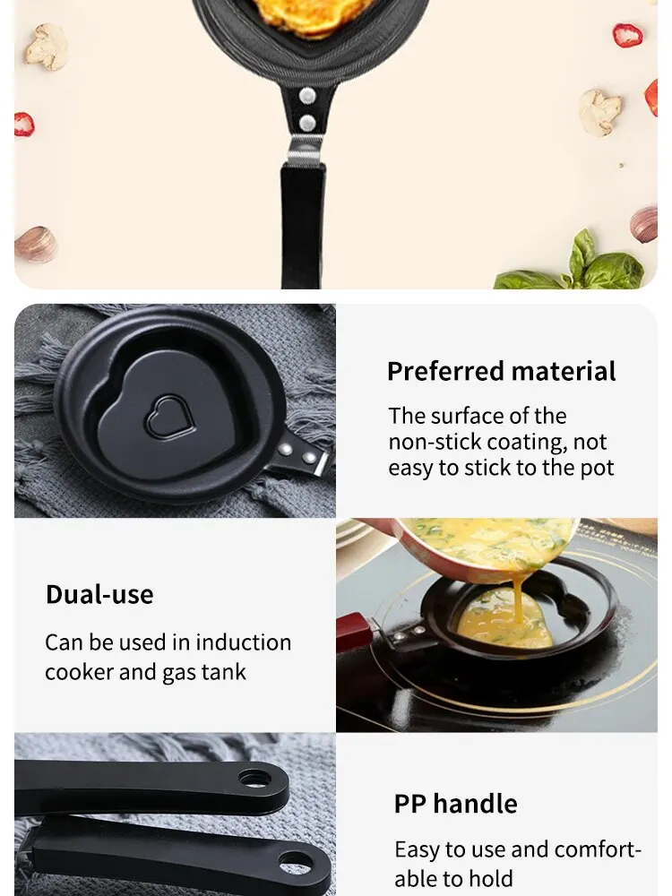 Description Picture 6 of itemLove Omelet Pan With Handle Pan Mini Cute Cartoon Pattern Fried Eggs Diy Nutritious Breakfast Kitchen Tools Baby Supplement