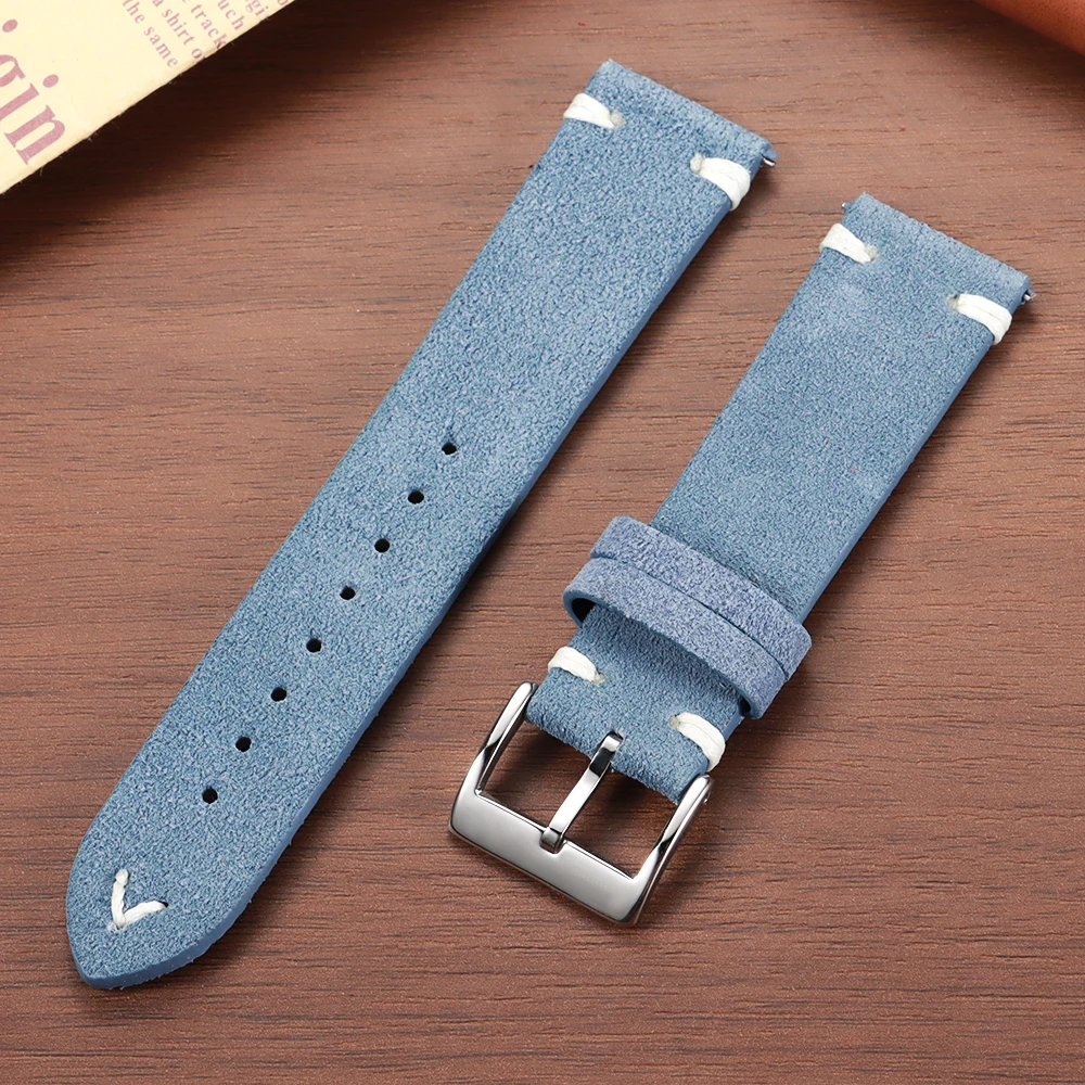 Vintage Genuine Suede Leather Quick Release Watch Strap - Handmade Unisex Sport Bracelet
