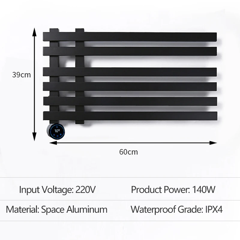 OXG Electric Heating Towel Rack Heat Dry Bathroom Towel Electric Rack Touch Display Heated Rail Cloth Dryer Electric Towel Rack