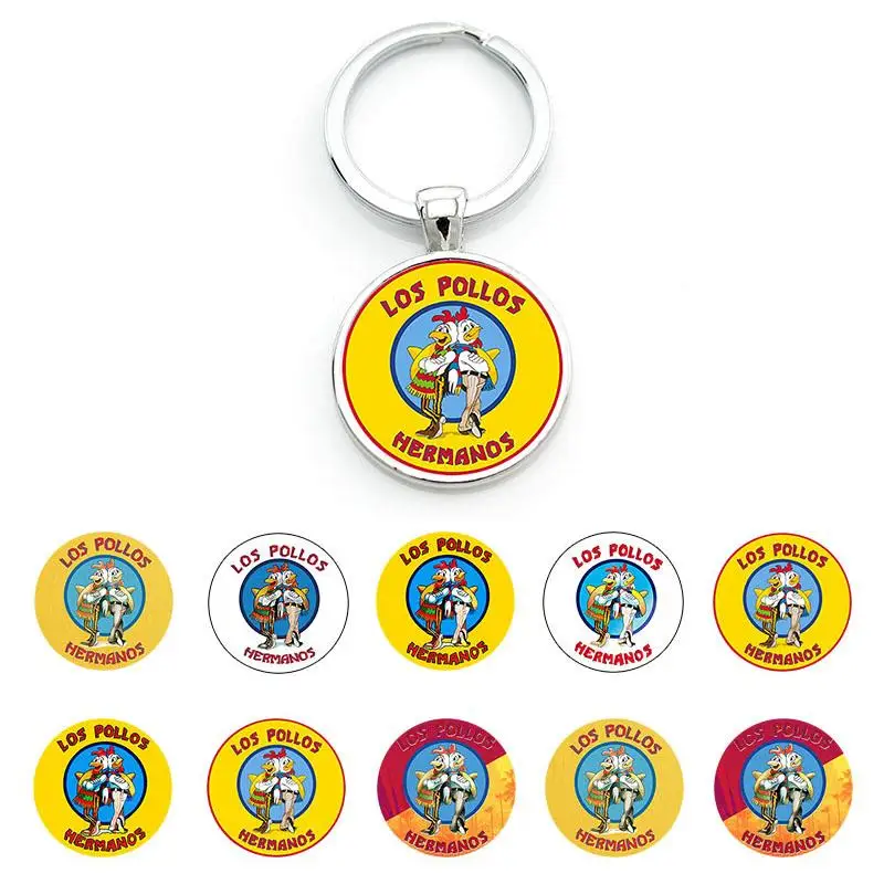 American Tv Show Breaking Bad Los Pollos Hermanos portachiavi con cupola rotonda Cabochon in vetro portachiavi da donna regalo da uomo