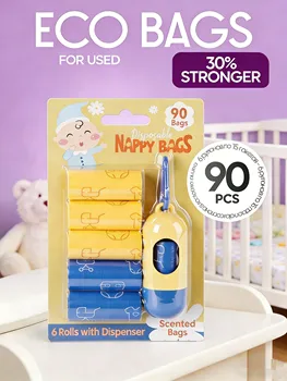Sacchetti per Pannolini Usa e Getta per Bambini, 100 Pezzi, Profumati, con Manico a Laccio, Sacchetti per Rifiuti, Sacchetti per Escrementi dei Bambini