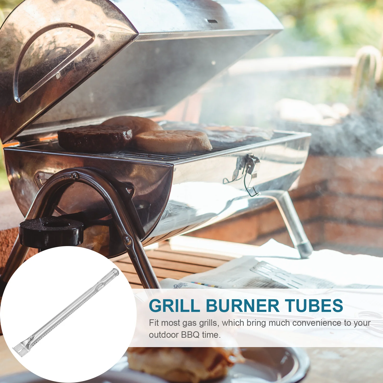 BBQ Grill Pan, 4pcs Stainless Steel Grill Burner Tube for Household Kitchen