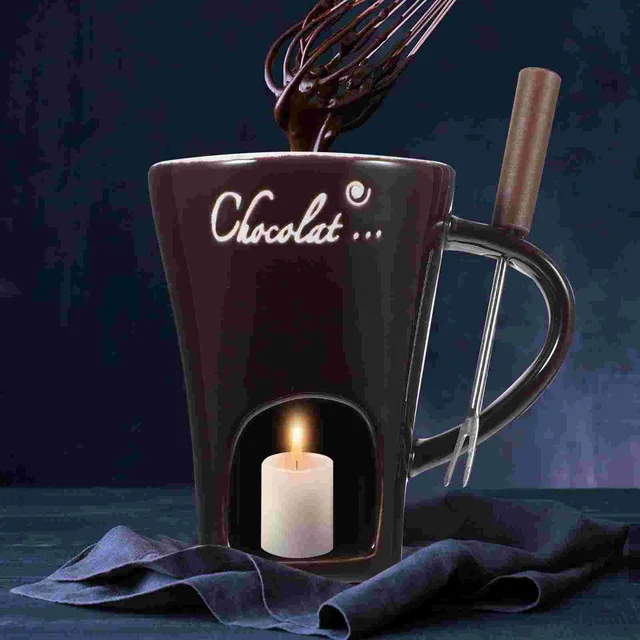 Csokoládé Fondue Edények Szép Desszert Tál Konyhai Kiegészítő Sajt Melegebb Vaj Kerámia Olvadó Kompakt Szett - Image 3