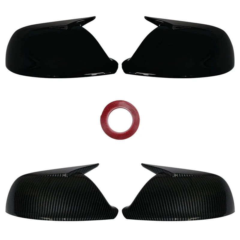 Glossy Black Side Mirror Cover Caps - Door Wing Rearview Replacement Shell Case