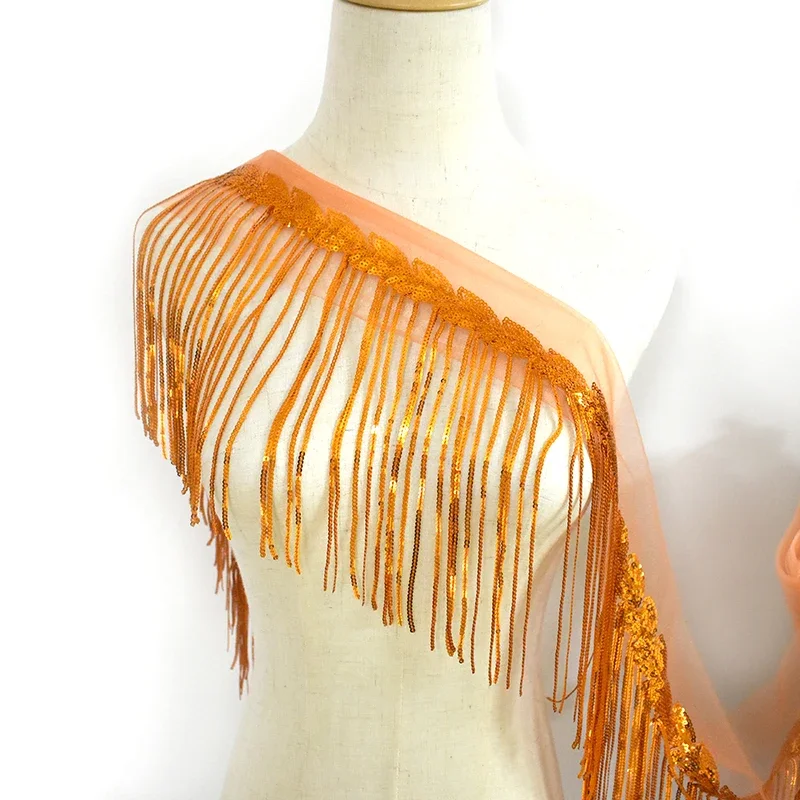 Description Picture 6 of item5/10Yards Meetee 20cm Sequins Tassel Fringe Trims Lace Ribbon Wedding Party Dress Fabric DIY Handmade Sewing Clothes Accessories