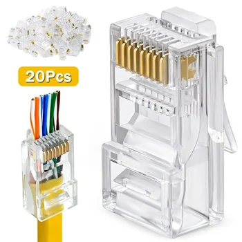 견고한 연선 UTP 네트워크 케이블용 모듈식 네트워크 플러그 커넥터, Rj45 Cat5e 커넥터, 크리스탈 비차폐 RJ45 엔드, UTP 8 핀