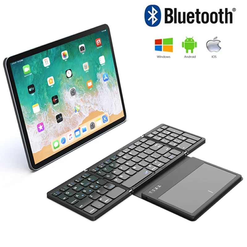 

Foldable Bluetooth Keyboard Folding Mini Wireless Keyboard With Touchpad Numeric Touch Keypad For IOS Android Windows Tablet