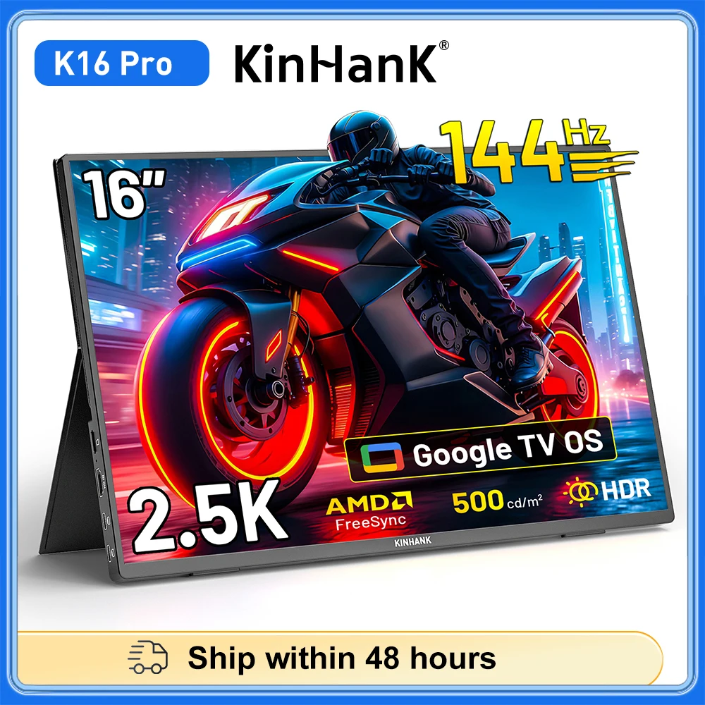 KINHANK 16" 2.5K 144hz Portable Monitor with Google TV HDR10 100%sRGB Gaming Monitor for PC Laptop Phone Xbox PS4 PS5 Switch 1