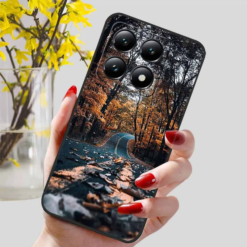 Floral Print Soft TPU Silicone Phone Cover with Black Bumpers