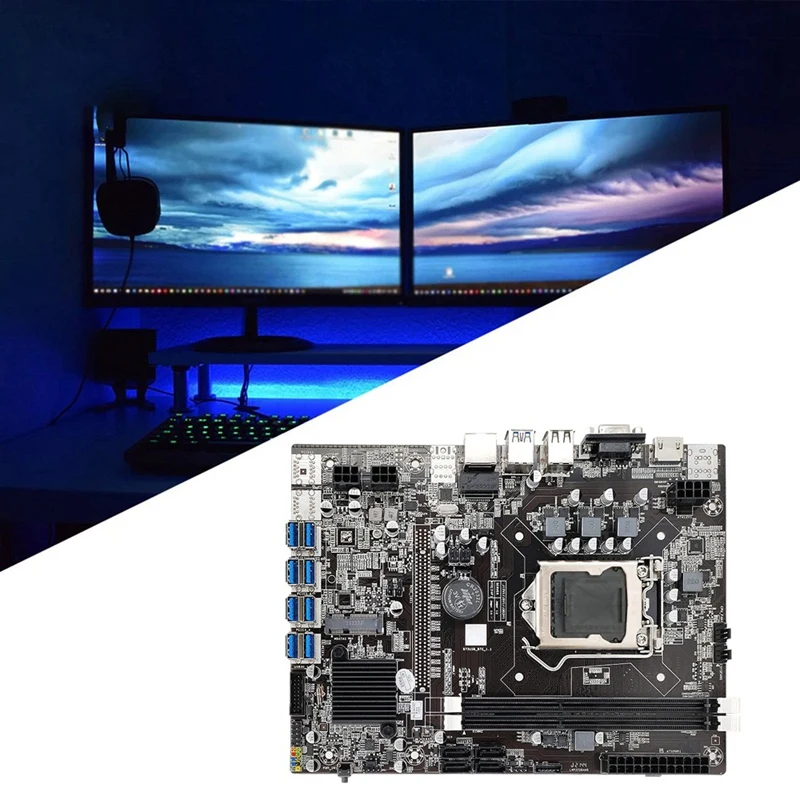 B75 BTC Mining Motherboard+SATA Cable+G530 CPU+MSATA SSD 128G LGA1155 8XPCIE USB Adapter DDR3 B75 USB Miner Motherboard latest motherboard for desktop