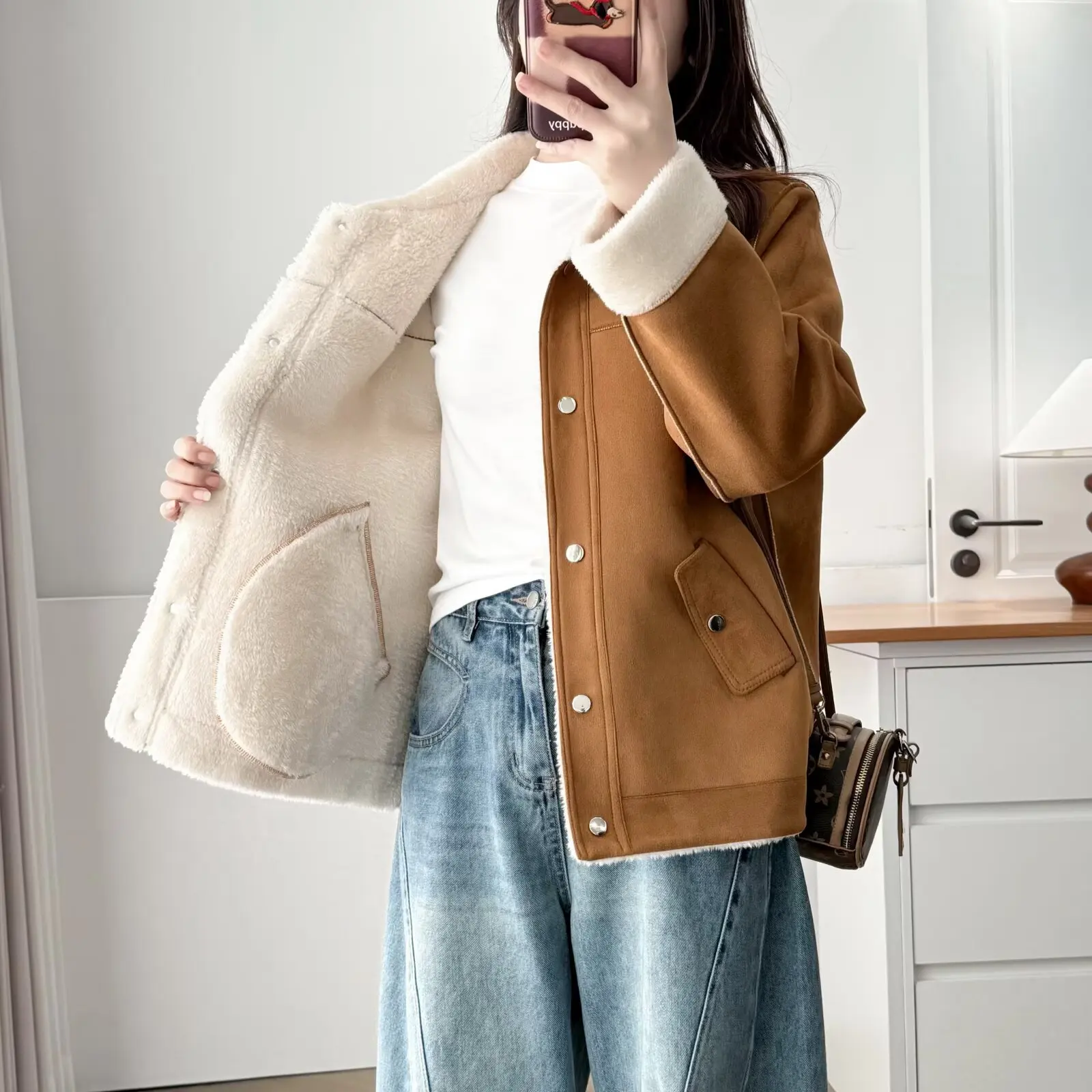 XXXXL Fashion Plus Size Women's Coat 2025 Winter New Casual And Versatile Thickened Suede Fleece Jacket Warm Cardigan 2527