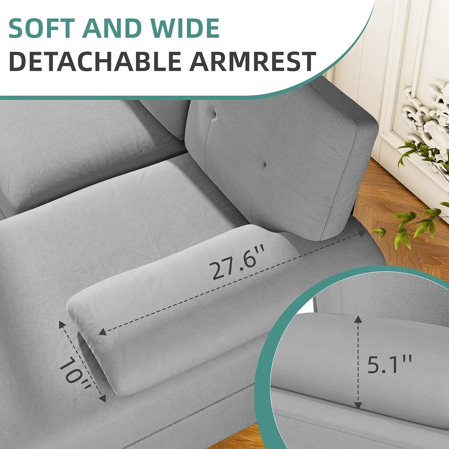 Description Picture 4 of itemSofa Couches for Living Room, 4 Seat U-Shaped Sofa Couch Living Room Furniture Sets Clearance with Double Chaises