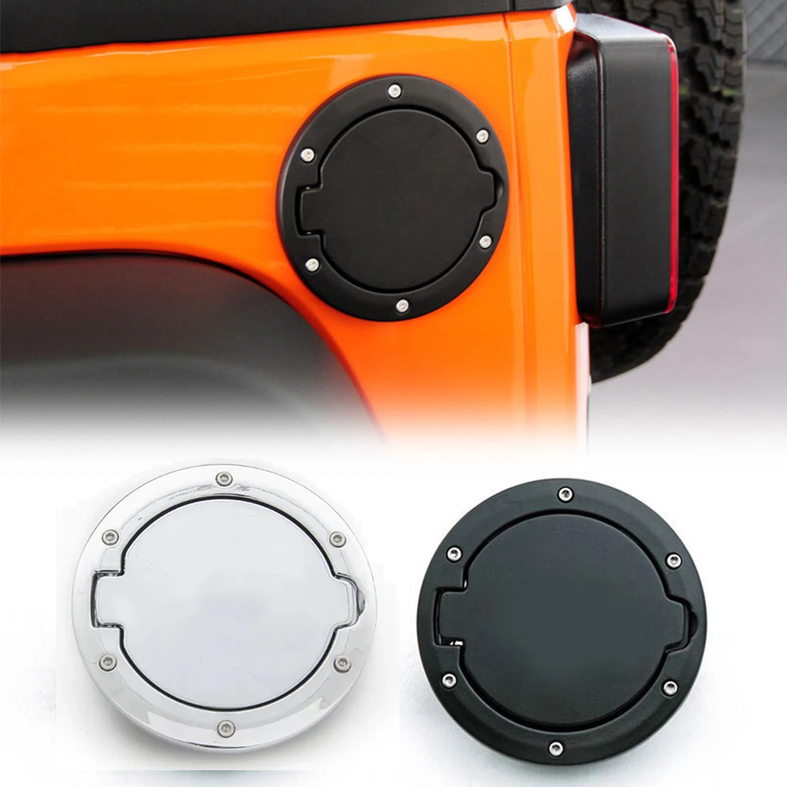 Black Fuel Filler Door Cover For 2018 Jeep Wrangler JL & JL Unlimited - Easy Install, No Drilling Required 4 thumbnail image