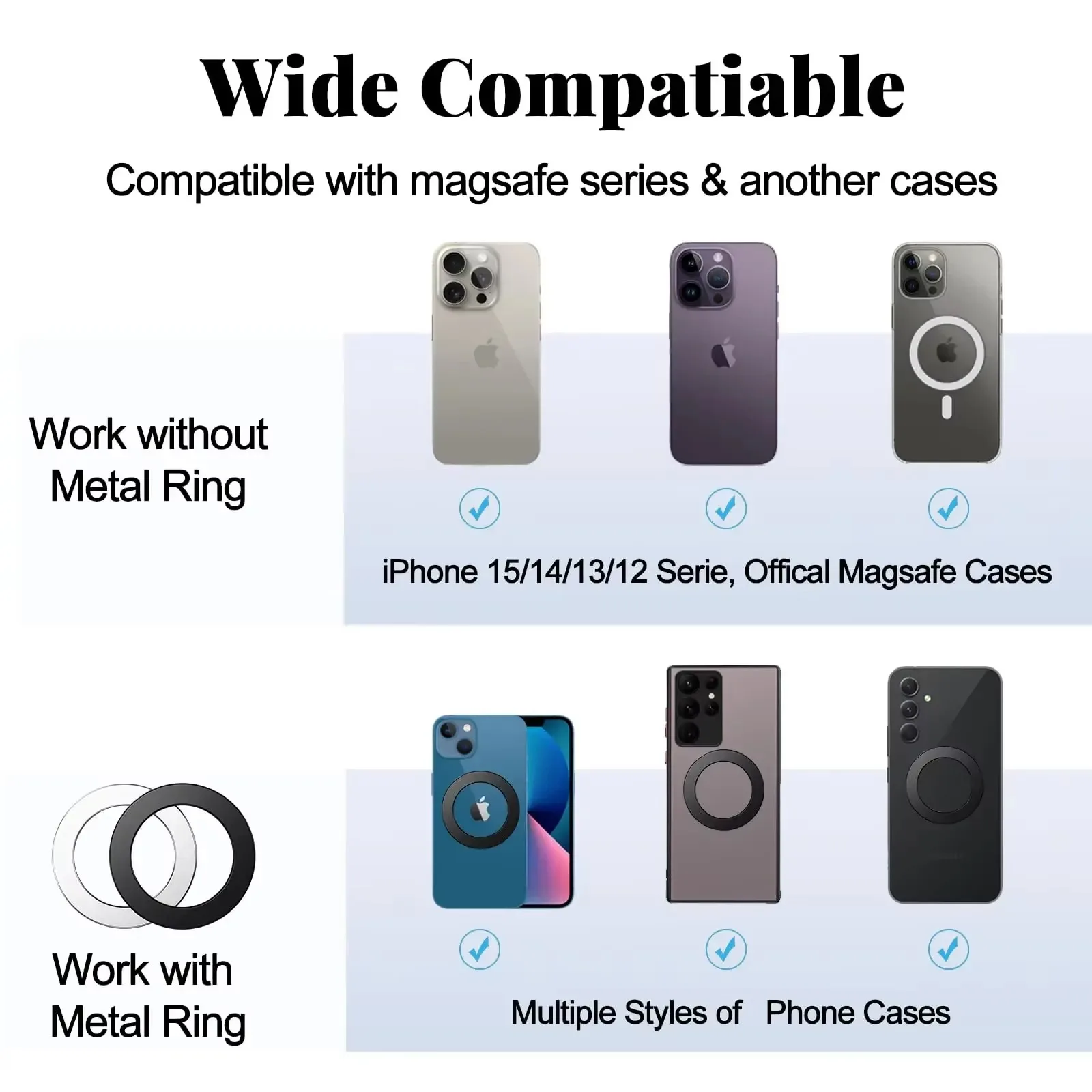 Eary Magsafe Phone Ring Holder Strong Magnetic Phone Grip Portable Lazy Bracket With 360 Rotating Metal Stand For iPhone Samsung