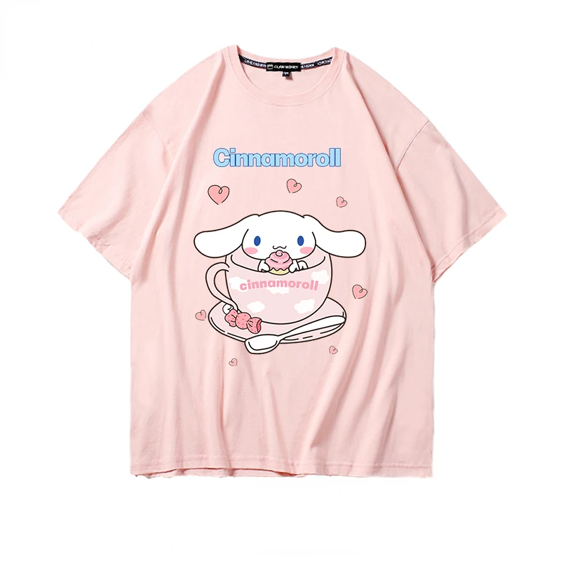 

Cartoon T shirt Cute style printed Cotton short-sleeved T-shirt women's preppy loose Girls Print Tees O-Neck Kawaii Tops Casual
