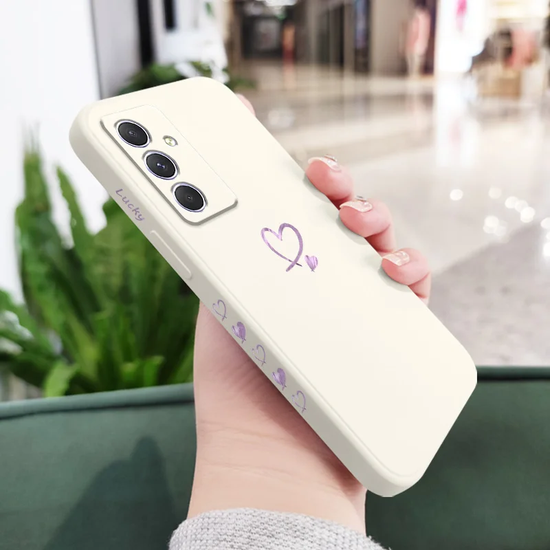 Purple Heart Case For Samsung A54 A34 A24 A14 A15 A25 A35 A55 A04 A04S A04E A73 A53 A33 A23 A13 A03 A72 A52 A52S A32 A22 4G 5G 5