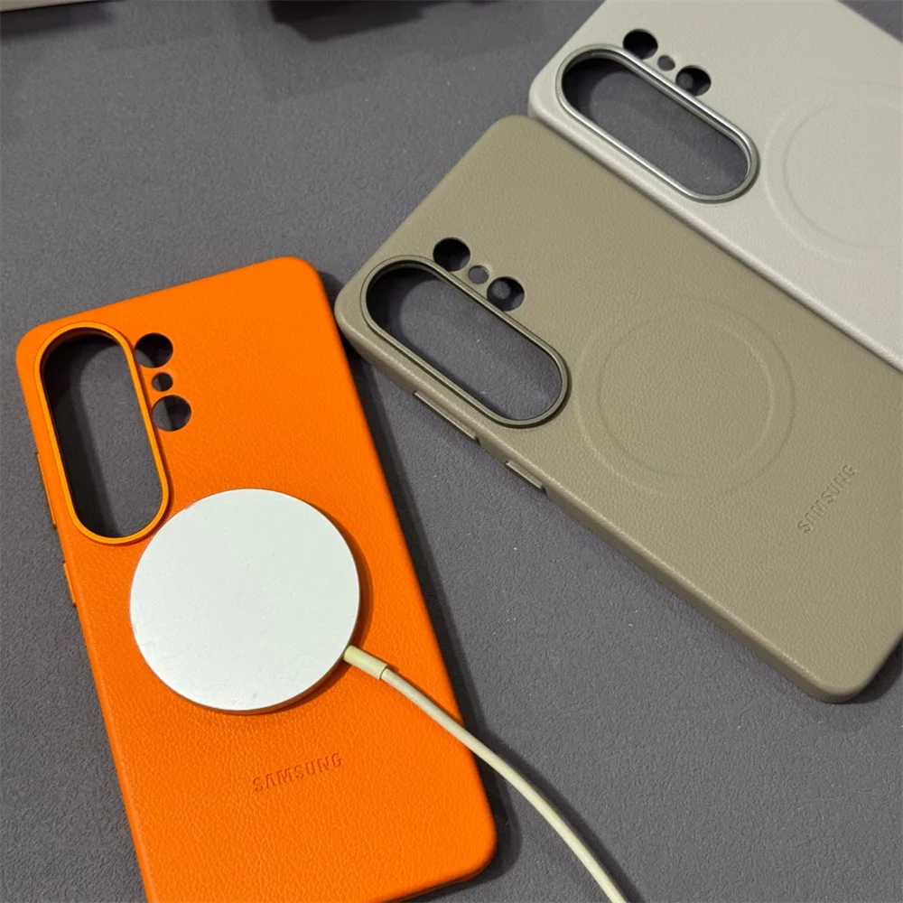 Leather Magnetic Phone Case with Magsafe Wireless Charging Compatibility