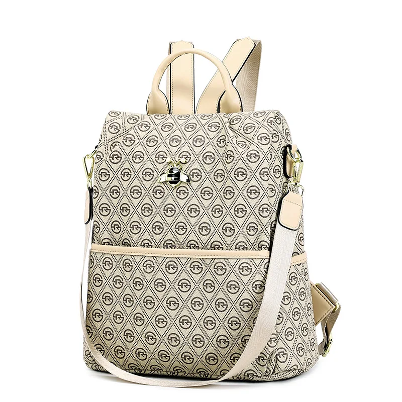 Ladies Backpack Square Vertical Bag Women's Three Wide Shoulder Strap Knapsack Bag Soft Handle Single Printed Shoulder Bag 6