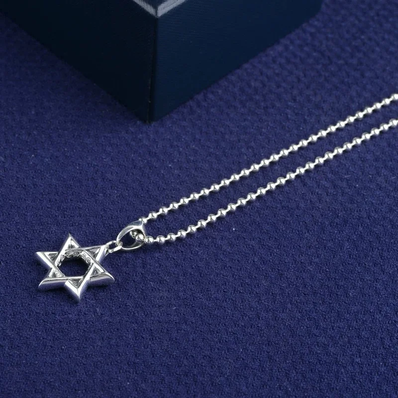 

European and American simple personality hexagram couple pendant necklace men and women sweater chain