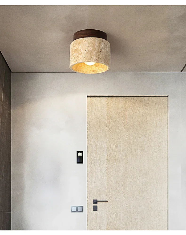 Description Picture 5 of itemCreative Cream Style Japanese Wabi Sabi Yellow Marble Hotel Lobby Corridor Ceiling Light Restaurant Room Balcony Decorative Lamp