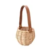 Rattan Woven Storage Basket Picnic Hanging Baskets With Leather Handle Garden Potted Plant Pot Creative Flower Vase Photo Props 1