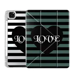 Elegant Black Stripes Tablet Case with Y - Fold Design - iPad Pro 2018 11inch (Mix05)