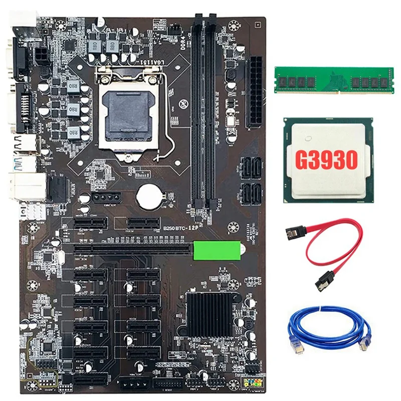 the best pc motherboard B250 BTC Mining Motherboard 12 PCI-E16X Graph Card LGA 1151 SATA3.0 Support VGA with DDR4 4GB 2666Mhz RAM motherboard pc