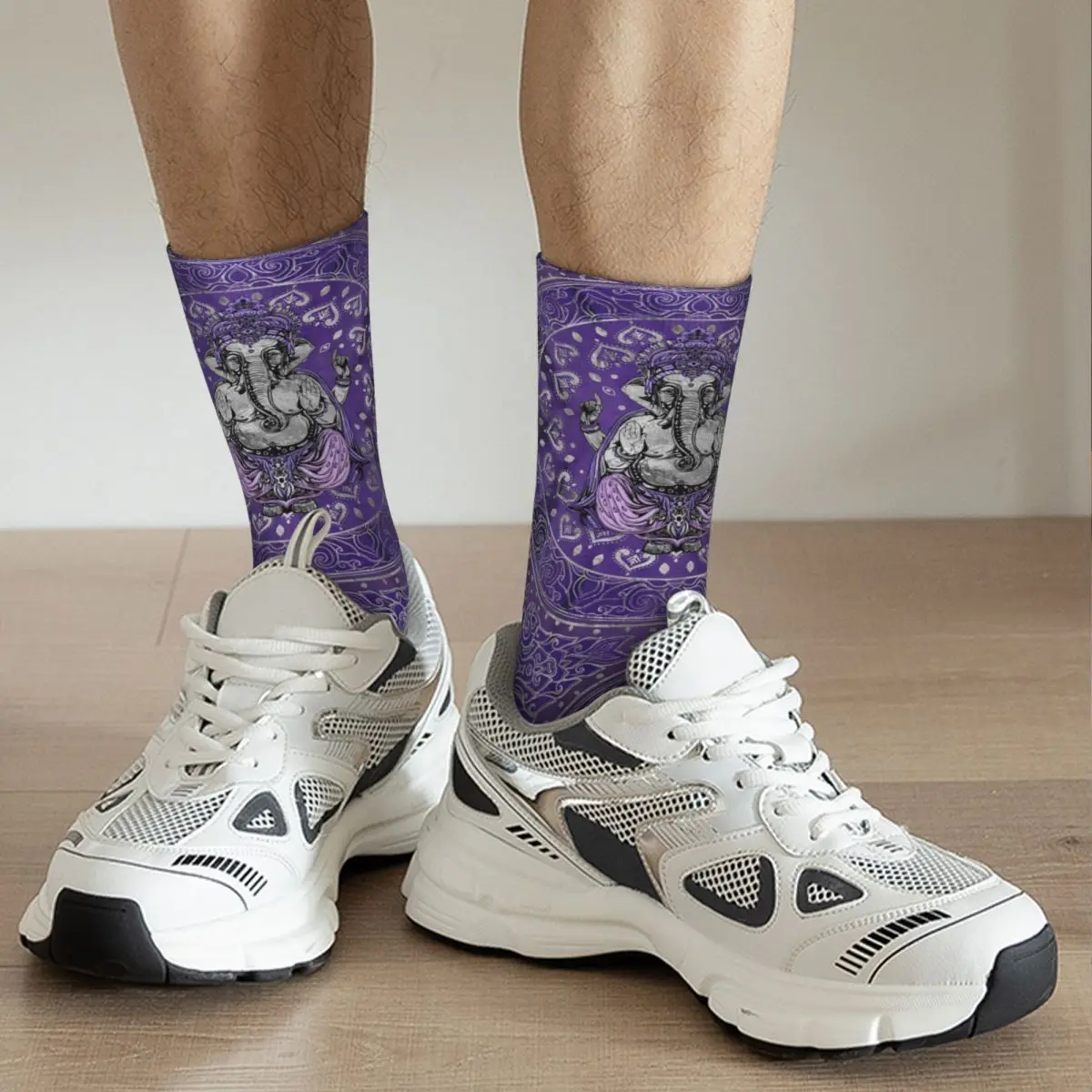 

Ganesha - Silver And Purples Adult Socks Unisex socks,men Socks women Socks