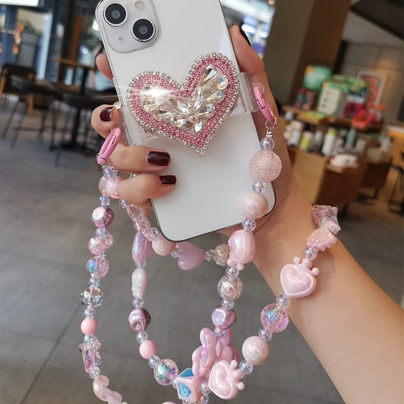 

Женский висячий шнур розовая Звезда подвесная цепочка длинный кросс-боди шнурок с водой бриллиант любовь Задний зажим веревка для телефона