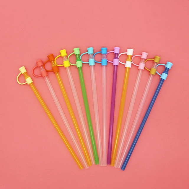 12 Pcs Silicone Straw Caps Covers Straw Tips Cover Reusable Straw