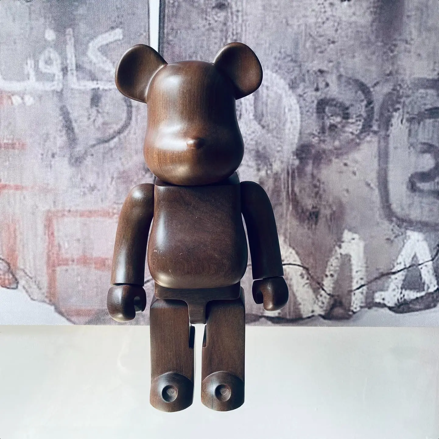 

Bearbrick 400% Wooden Ebony Glossy Bear Building Block Bear 28cm Height Handmade Desktop Ornament Figure Gift Doll