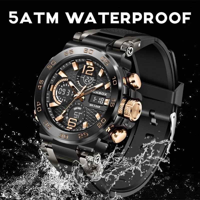 LIGE NEW Fashion Military Watches for Men Luxury Original Sports Chronograph Watch ​Waterproof Quartz Clock Digital WristWatch
