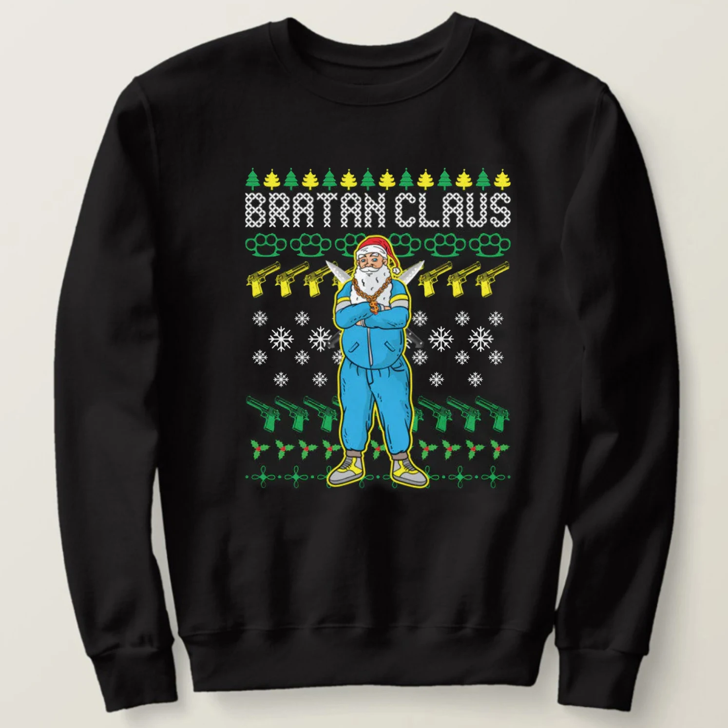 

Bratan Claus Funny Ugly Christmas Sweater Russian Santa Bra Sweatshirts New 100% Cotton Comfortable Casual Mens Xmas Streetwear