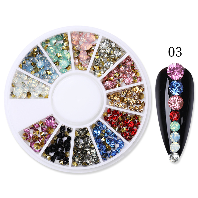 Gold Geometry Rivet Alloy Nail Studs Chameleon Stone Nail Rhinestone Small Irregular Beads 3D Nail Art Decoration In Wheel