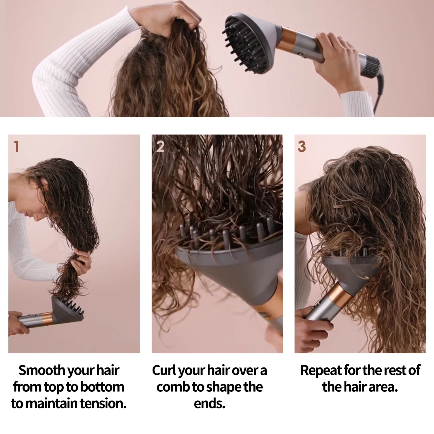 Description Picture 4 of itemUpgraded Diffuser Nozzle for Dyson Airwrap HS01/05 Converts Airwrap Styler Universal Stereotype Hair Dryer Diffuser Accessories