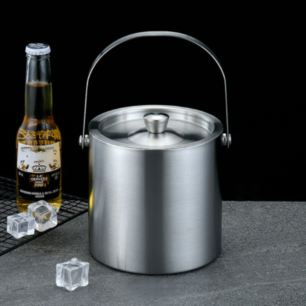 Double Wall Stainless Steel Insulated Ice Bucket Ice Bucket Cube Container for Home Bar Chilling Beer Champagne Wine Bottle