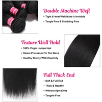 UNice Hair Yaki Straight Hair Bundles 3PCS Deal 100% Human Hair 10A Grade Natural Color Sew In Bundles Quick Weaves 2