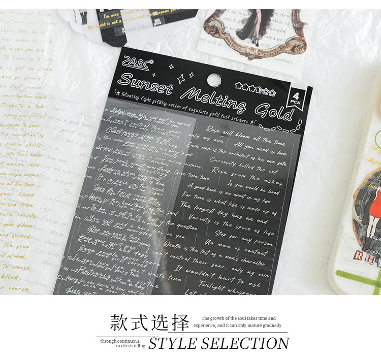 4pcs Kawaii Stationery Stickers Floating light gilding DIY Craft Scrapbooking Album Junk Journal Happy Planner Diary