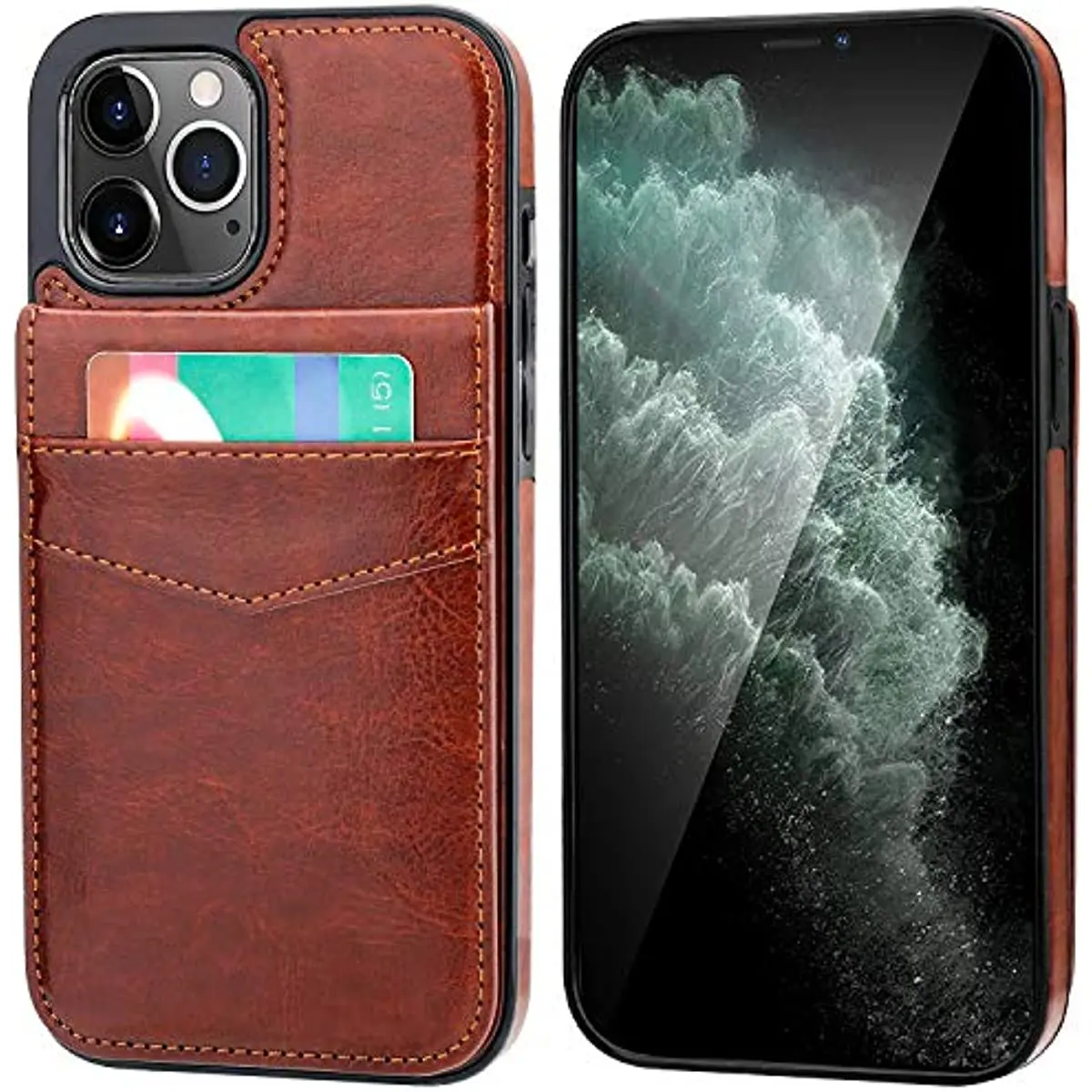 Vertical Horizontal Stand Case for iPhone 14 Plus 13 12 11Pro Max Leather Magnetic Clasp Wallet Cover with Credit Card Women Men